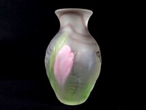 陽刻蜻蛉蝶紋硝子花瓶　花器　高さ18cm 超蝶綺麗_画像5