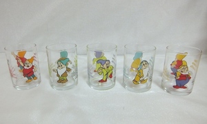  白雪姫 Disney 七人の小人 7人の小人 グラス ５個 セットコップ 硝子 ディズニー キャラクター レトロ 
