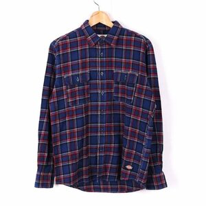 ディッキーズ ネルシャツ 長袖 コットン100% トップス メンズ Mサイズ ブルー Dickies