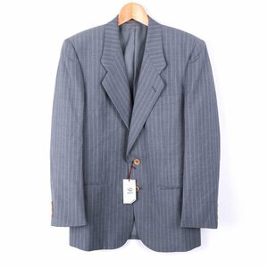 9.75 テーラードジャケット 未使用 ストライプ ビジネス ウール混 アウター レディース Sサイズ グレー tailored jacket