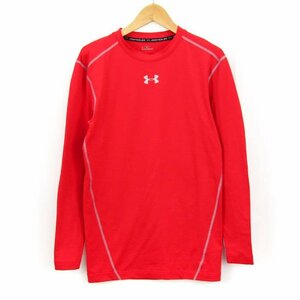 アンダーアーマー Tシャツ 長袖 練習着 ストレッチ スポーツウエア 大きいサイズ トップス メンズ XLサイズ レッド UNDER ARMOUR