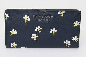 ケイトスペード 長財布 二つ折り WLRU6110-856 レザー 花柄 ロングウォレット ブランド レディース ネイビー Kate Spade