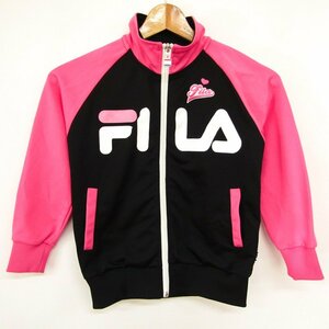 フィラ 長袖ジャージ ラグランスリーブ スポーツウエア キッズ 女の子用 130サイズ ブラック×ピンク FILA