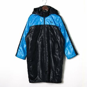  Puma nylon jacket bench coat with cotton outer Kids for boy 150 size black × blue PUMA