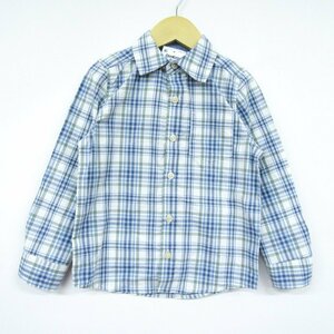  Oshkosh long sleeve shirt check pattern unused goods Kids for boy 4T size blue OSHKOSH