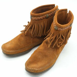 ミネトンカ ショートブーツ スウェード earth music&ecologyコラボ 靴 シューズ レディース 8サイズ ブラウン Minnetonka