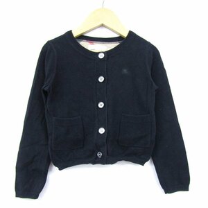 バーバリー 長袖カーディガン クルーネック キッズ 女の子用 6Y 116cmサイズ ブラック BURBERRY