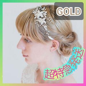  Halloween hair accessory Gold head dress barrette wedding A