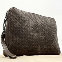 極美品 希少◎BOTTEGA VENETA ボッテガヴェネタ クラッチバッグ セカンドバッグ ビジネスバッグ イントレチャート レザー 本革 メンズ 1円_画像1