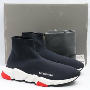 未使用 28cm相当 BALENCIAGA SPEED TRAINER サイズ43 ブラック レッド 530351 バレンシアガ スピードトレーナー スニーカー