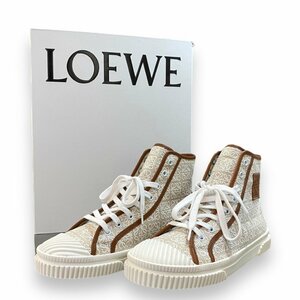 サイズ40 LOEWE アナグラム ハイトップスニーカー ベージュ ブラウン 822107 ロエベ ハイカット