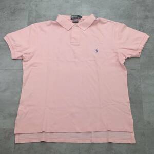 Polo by Ralph Lauren ポロバイラルフローレン 無地 半袖シャツ メンズ ピンク 桃色 LLサイズ 綿100%