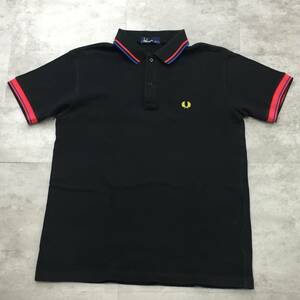 FRED PERRY フレッドペリー 無地 半袖ポロシャツ メンズ ブラック 黒 Lサイズ