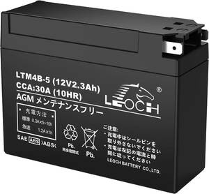 LEOCH LTM4B-5 (YT4B-BS/GT4B-5互換) 12V 2.3Ah バイク用バッテリー AGM アプリオ ZZ メイト スーパージョグZR JOG レッツII ヤマハ ホンダ