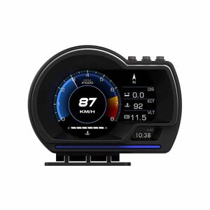 日本語　Car HUDヘッドアップディスプレイ、OBD + GPSOBDII＆GPSデュアルシステムスマートゲージ、すべての車に最適 システム日本語版付き