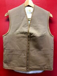 70S デッドストック カーハート ビンテージ CARHARTT BROWN DUCK PILE LINED VEST LOT-6SV SMALL/ハトメ 30S40S50S