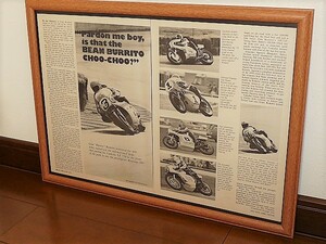 1975年 U.S.A. '70s 洋書雑誌記事 額装品 Yamaha TZ750, Gene Romero, Daytona200, Kenny Roberts, 　 ( A3サイズ 大きいサイズ )