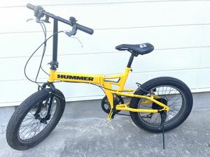 ■FR812 HUMMER ハマー 自転車 FDB206FAT-BIKE 20インチ 極太3.0タイヤ 折りたたみ式 6段変速 美品 練馬区 引取限定 イエロー