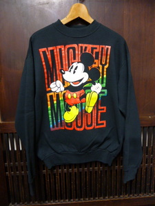 USA古着　90s MICKEY &CO スウェット シャツ LARGE 黒 ブラック ミッキー マウス ディズニー トレーナー アメリカ製