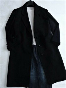 高級カシミヤ１００％ 美品 シンプルなブラックチェスターコート 冬の上質な万能アイテム