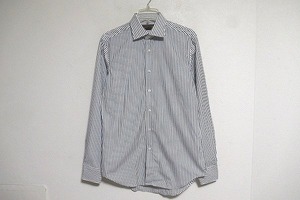 B0148:日本製 鎌倉シャツ 長袖シャツ MAKER'S SHIRT KAMAKURA ストライプシャツ ビジネスシャツ 白 紺 15 1/2-34 1/3 メンズ:35