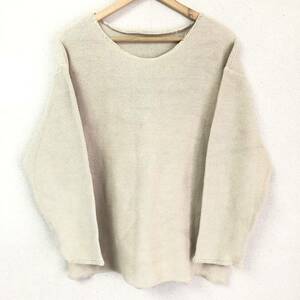 【Sweater】セーター ニット コットン 綿100% メンズ 長袖 プルオーバー カジュアル 日本製 ベージュ 厚手 無地 トップス L/1347BB