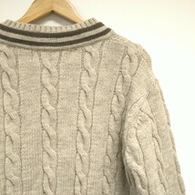 イギリス製【Gladerby Knitwear】 グラダービー ニットウェア セーター ケーブル ベージュ Vネック ウール 毛 古着 お洒落 メンズ L/Yw428_画像4
