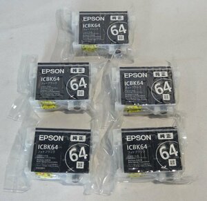 ☆未使用純正品☆EPSON/インクカートリッジ/フォトブラック×5/ICBK64　管理No.3A1229