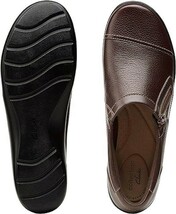 送料無料 Clarks 21.5cm ジッパー ミニマル ダーク ブラウン フラット 軽量 スニーカー バレエ ローファー パンプス レザー RRR107_画像9