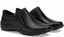 送料無料 Clarks 26.5cm ジッパー ミニマル ブラック フラット 軽量 ソフト スニーカー バレエ ローファー ブラック パンプス RRR107_画像5