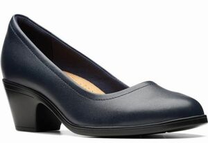 Clarks 23cm navy pumps block heel 5.5cm light weight office slip-on shoes sneakers ballet Loafer boots RRR110