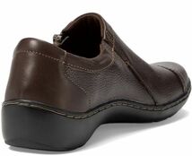 送料無料 Clarks 21.5cm ジッパー ミニマル ダーク ブラウン フラット 軽量 スニーカー バレエ ローファー パンプス レザー RRR107_画像7