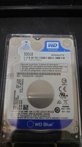 WD　Blue 2.5インチ HDD　500GB　クリアケース、USBケーブル付き【中古】