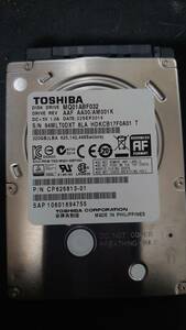 TOSHIBA 2.5インチ HDD MQ01ABF032 ［320GB］【中古】5400rpm / 7mm / Serial ATA 