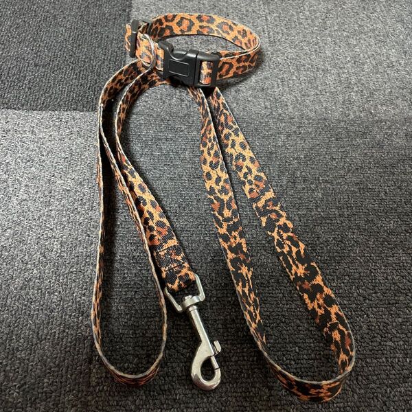 犬 首輪リード ヒョウ柄 レオパード柄