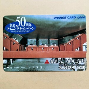 【使用済】 オレンジカード JR東海 創立50周年 マイニングキャンペーン 呉羽コム工業株式会社 クレハエラストマー株式会社