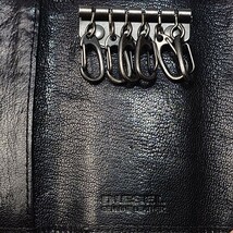 【未使用・大人な黒色】 DIESEL ディーゼル KEY CASE キーケース BLACK ブラック 黒 メンズ キーホルダー カードケース 革 レザー_画像4