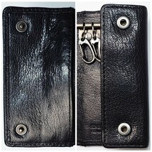 【未使用・大人な黒色】 DIESEL ディーゼル KEY CASE キーケース BLACK ブラック 黒 メンズ キーホルダー カードケース 革 レザー_画像3