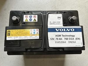 中古バッテリー　VOLVO　VRLA/AGM　12V 70Ah 760CCA (EN) 　健全性100％　 ＜中古品＞