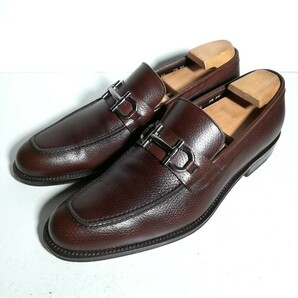 4036 【数回着用程度・美品】 ★サルヴァトーレフェラガモ Salvatore Ferragamo★ ビットローファー 7 1/2EE 茶 シューズ 革靴 紳士靴の画像1