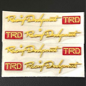 匿名配送【 ゴールド/レッド 4個 】TRD 3Dステッカー◆立体ステッカー ドアノブ、トランク、フェンダー等に