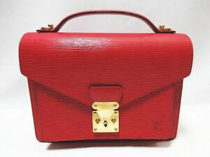 訳あり LOUIS VUITTON ルイヴィトン LV ビトン エピ モンソー M52127 2way ショルダーバッグ SR0976 レッド 赤 レディース メンズ 保管品