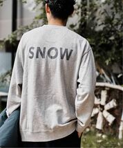 L 新品正規 SNOWPEAK スノーピーク 別注 クルーネック スウェット PEAK グレー 定1.21万 メンズ トレーナー リラックスフィット 送料無料_画像3