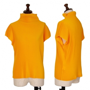 プリーツプリーズPLEATS PLEASE ミストプリーツハイネックフレンチTシャツ オレンジ3 【レディース】