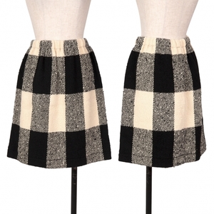  Comme des Garcons COMME des GARCONS wool nep knitted check skirt beige black M [ lady's ]