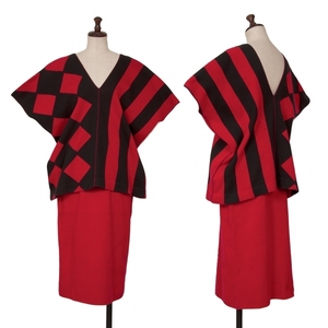  Issey Miyake ISSEY MIYAKE cotton rib setup red black M [ lady's ]