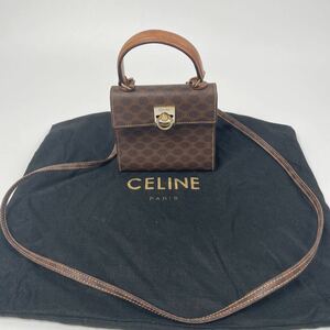 希少　CELINE セリーヌ マカダム PVC ハンドバッグ 2way ミニバッグ　ガンチーニ　ミニミニ　マカダムショルダー　ゴールド金具