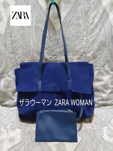 ザラウーマン ZARA WOMAN スエード×本革/ハンドバッグ/ストラップポーチ付き