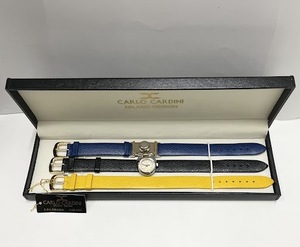 【JBI 3639】 1円〜 未使用 カルロカルディーニ CARLO CARDINI C-30 MILANO DESIGN 腕時計 時計 不働 ケース付き 保管品 ジャンク 現状品 