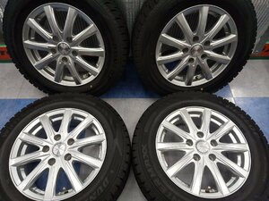 ＪＯＫＥＲ　１５インチ６Ｊ＋４３　５Ｈ１１４．３　ダンロップ　ＷＭ０２　１９５／６５Ｒ１５　スタッドレスタイヤ付　中古品４本セット